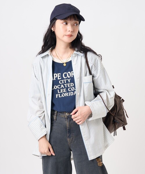 FREAK'S STORE(フリークスストア)の「パジャマシャツ/ストライプシャツ(シャツ/ブラウス・レディース・ベージュ/サックスブルー・フリ-)」の13枚目の写真