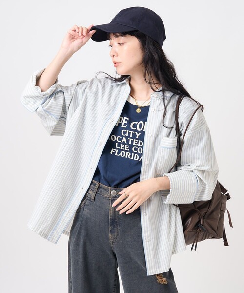 FREAK'S STORE(フリークスストア)の「パジャマシャツ/ストライプシャツ(シャツ/ブラウス・レディース・ベージュ/サックスブルー・フリ-)」の14枚目の写真