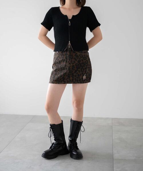 dispark(ディスパーク)の「DISPARK/サマーWジップニット(ニット/セーター・レディース・アイボリー/ブラック・FREE)」の3枚目の写真