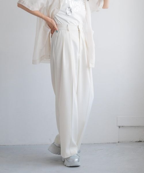 LOWRYS FARM（ローリーズファーム）の「ダブルタックワイドパンツ　128594（スラックス・レディース・アイボリー/ブラック/ブルー・MEDIUM/LARGE）」の18枚目の写真