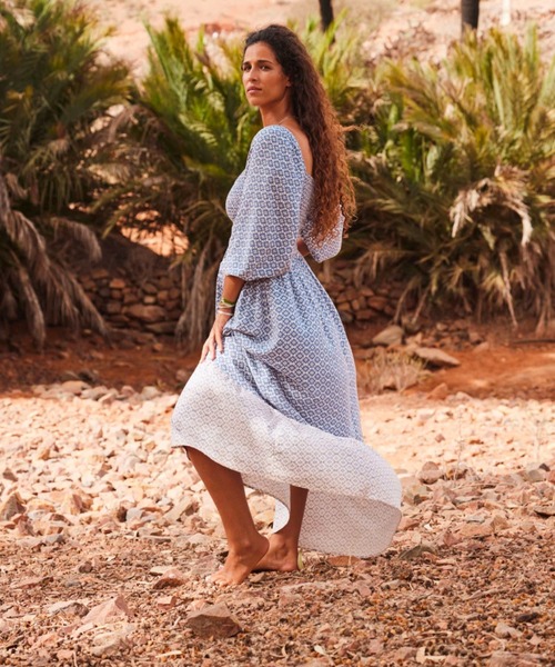 ROXY（ロキシー）の「BORDERLINE MAXI/ロキシー長袖マキシワンピ（ワンピース・レディース・ブルー・LARGE/MEDIUM/SMALL）」の14枚目の写真