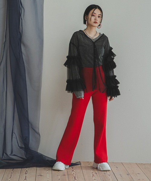 bohmal（ボマール）の「ボリュームチュールVネックカーディガン（Tシャツ/カットソー・レディース・アイボリー/ブラック/グレー・FREE）」の21枚目の写真