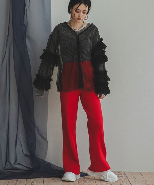 bohmal（ボマール）の「ボリュームチュールVネックカーディガン（Tシャツ/カットソー・レディース・アイボリー/ブラック/グレー・FREE）」の22枚目の写真