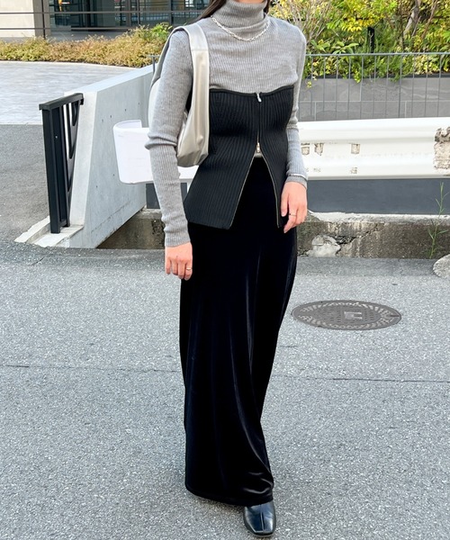 セール】ジッパーリブニットビスチェ（ベスト）｜select MOCA