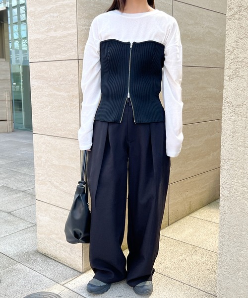 セール】ジッパーリブニットビスチェ（ベスト）｜select MOCA