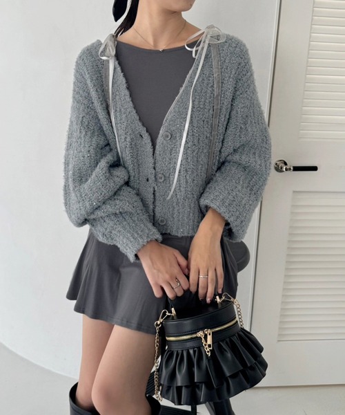 one after another NICE CLAUP(ワンアフターアナザーナイスクラップ)の「バックレースアップチュニック(ワンピース・レディース・アイボリー/オフホワイト/チャコールグレー・FREE)」の11枚目の写真