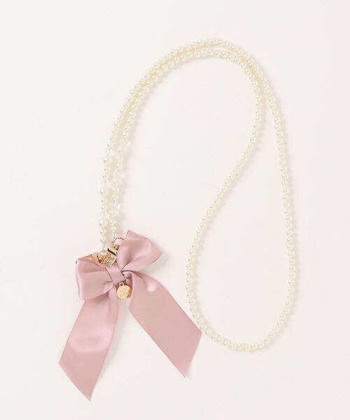 Maison de FLEUR（メゾンドフルール）の「ラインストーンパールチェーン（スマホグッズ・レディース・ピンク/ブラック/グレイッシュベージュ・FREE）」の5枚目の写真