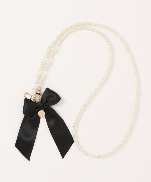 Maison de FLEUR（メゾンドフルール）の「ラインストーンパールチェーン（スマホグッズ・レディース・ピンク/ブラック/グレイッシュベージュ・FREE）」の7枚目の写真