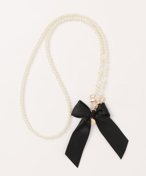 Maison de FLEUR（メゾンドフルール）の「ラインストーンパールチェーン（スマホグッズ・レディース・ピンク/ブラック/グレイッシュベージュ・FREE）」の8枚目の写真