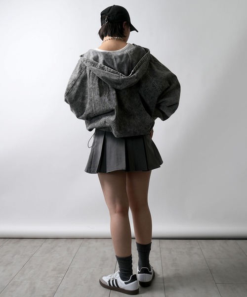 vintage like hard wash denim hoodie/ヴィンテージライク