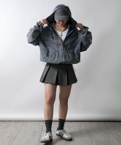 Starting Over（スターティングオーバー）の「vintage like hard wash denim hoodie/ヴィンテージライク ハードウォッシュ デニム ジップパーカー（ブルゾン・メンズ・ケミカルウォッシュ/ブラック/ブルー系その他/ブルー・M/L/XL）」の22枚目の写真