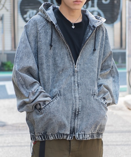デニムトップス ハーフジップ M デニム ジャケット ライク地底人