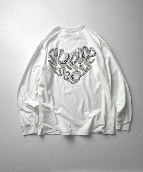 ILL'S(イルズ)の「【ILL'S】メタルハートロゴ ビッグシルエット バックプリントロンT(Tシャツ/カットソー・メンズ・ホワイト/ホワイト×ブラック/ブラック・M/L)」の5枚目の写真