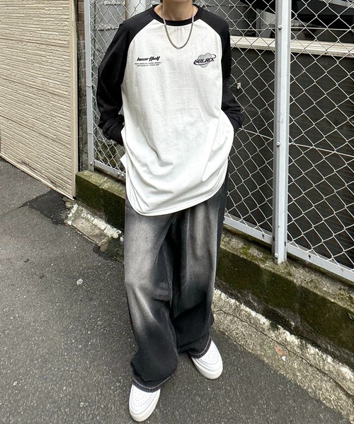 ILL'S(イルズ)の「【ILL'S】メタルハートロゴ ビッグシルエット バックプリントロンT(Tシャツ/カットソー・メンズ・ホワイト/ホワイト×ブラック/ブラック・M/L)」の17枚目の写真