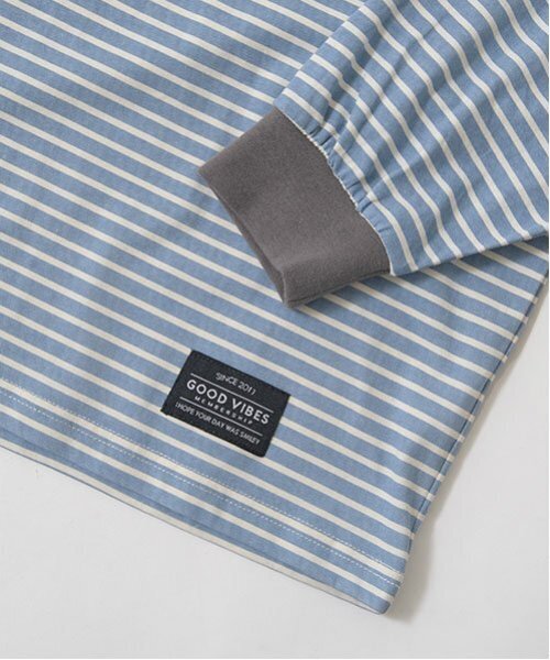 b・ROOM(ビールーム)の「【型崩れしないやわらかコットン】プリントミジンボーダービッグシルエットTシャツ(Tシャツ/カットソー・キッズ・ブラック/アイボリー/スカイブルー/ベージュ・110cm/120cm/130cm/140cm/150cm/100cm)」の10枚目の写真