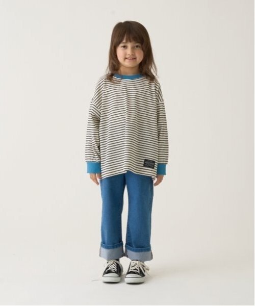 b・ROOM(ビールーム)の「【型崩れしないやわらかコットン】プリントミジンボーダービッグシルエットTシャツ(Tシャツ/カットソー・キッズ・ブラック/アイボリー/スカイブルー/ベージュ・110cm/120cm/130cm/140cm/150cm/100cm)」の11枚目の写真