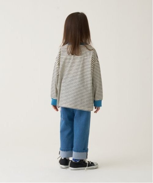 b・ROOM(ビールーム)の「【型崩れしないやわらかコットン】プリントミジンボーダービッグシルエットTシャツ(Tシャツ/カットソー・キッズ・ブラック/アイボリー/スカイブルー/ベージュ・110cm/120cm/130cm/140cm/150cm/100cm)」の12枚目の写真