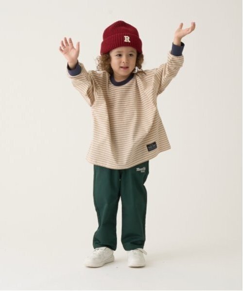 b・ROOM(ビールーム)の「【型崩れしないやわらかコットン】プリントミジンボーダービッグシルエットTシャツ(Tシャツ/カットソー・キッズ・ブラック/アイボリー/スカイブルー/ベージュ・110cm/120cm/130cm/140cm/150cm/100cm)」の13枚目の写真