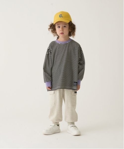 b・ROOM(ビールーム)の「【型崩れしないやわらかコットン】プリントミジンボーダービッグシルエットTシャツ(Tシャツ/カットソー・キッズ・ブラック/アイボリー/スカイブルー/ベージュ・110cm/120cm/130cm/140cm/150cm/100cm)」の18枚目の写真