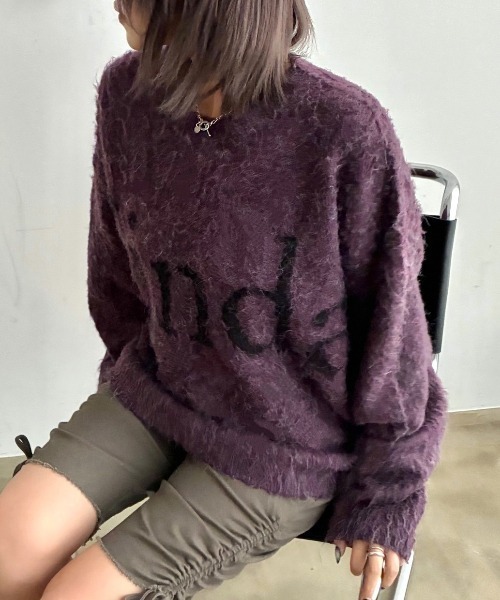 SHAGGIE（シャギー）の「【ユニセックス】ウール混リッチシャギープルオーバーニット（ニット/セーター・レディース・ホワイト/パープル/グレー・FREE）」の3枚目の写真