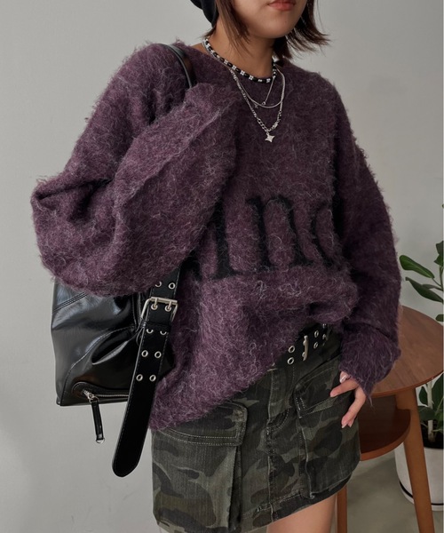 SHAGGIE（シャギー）の「【ユニセックス】ウール混リッチシャギープルオーバーニット（ニット/セーター・レディース・ホワイト/パープル/グレー・FREE）」の22枚目の写真