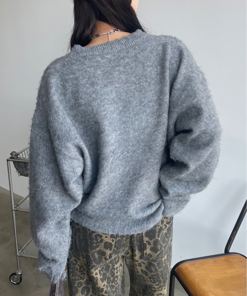 SHAGGIE（シャギー）の「【ユニセックス】ウール混リッチシャギープルオーバーニット（ニット/セーター・レディース・ホワイト/パープル/グレー・FREE）」の11枚目の写真