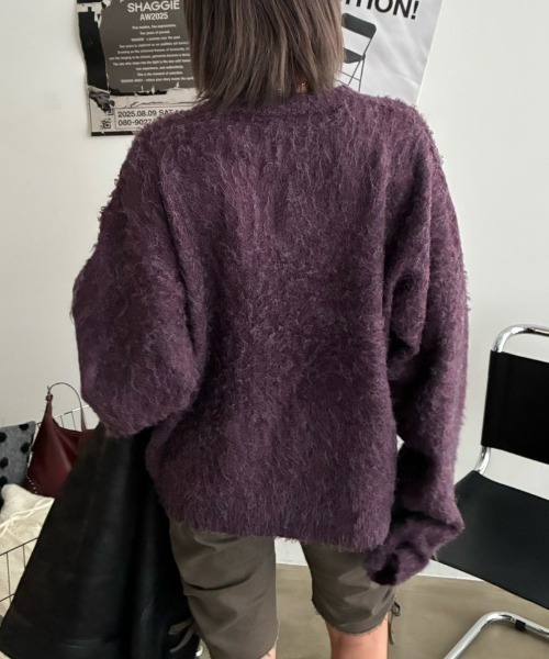 SHAGGIE（シャギー）の「【ユニセックス】ウール混リッチシャギープルオーバーニット（ニット/セーター・レディース・ホワイト/パープル/グレー・FREE）」の19枚目の写真