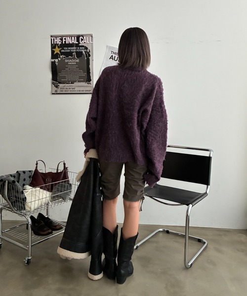 SHAGGIE（シャギー）の「【ユニセックス】ウール混リッチシャギープルオーバーニット（ニット/セーター・レディース・ホワイト/パープル/グレー・FREE）」の21枚目の写真