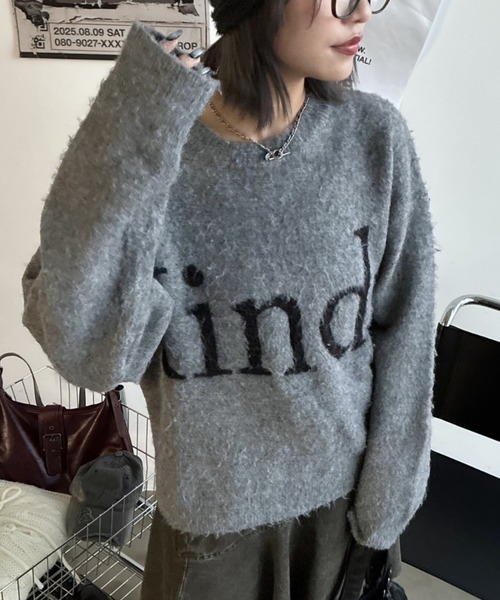 SHAGGIE（シャギー）の「【ユニセックス】ウール混リッチシャギープルオーバーニット（ニット/セーター・レディース・ホワイト/パープル/グレー・FREE）」の14枚目の写真