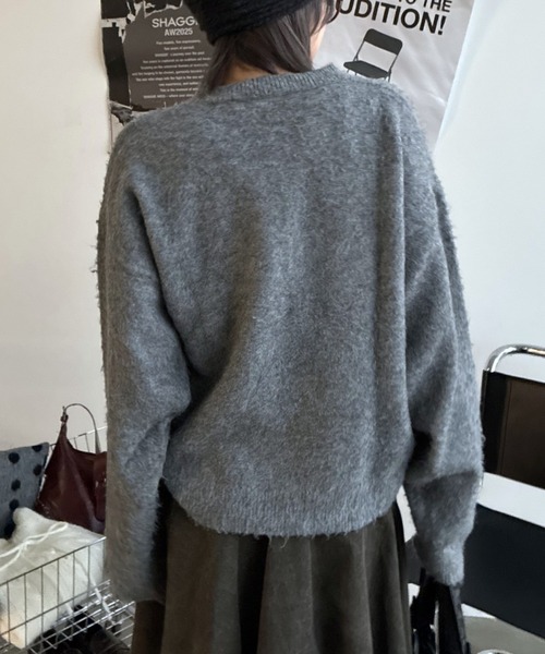 SHAGGIE（シャギー）の「【ユニセックス】ウール混リッチシャギープルオーバーニット（ニット/セーター・レディース・ホワイト/パープル/グレー・FREE）」の15枚目の写真