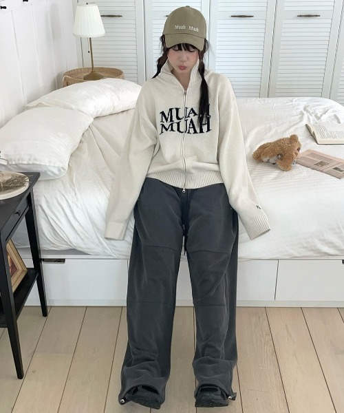AKM　ベロア　ベースボールキャップ　ボルドー　サイズ調整可 A'GEM/9 × .kom 『muah muah/ムーアムーア』 LOGO STITCH BALL