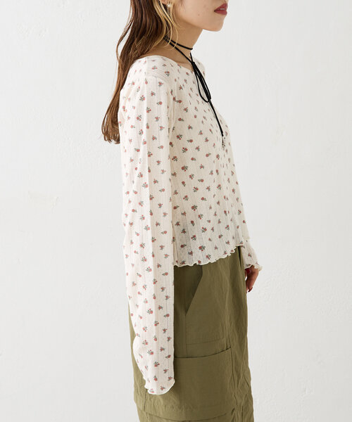 w closet（ダブルクローゼット）の「フラワーロングTシャツ（Tシャツ/カットソー・レディース・オフホワイト/ホワイト・FREE）」の17枚目の写真