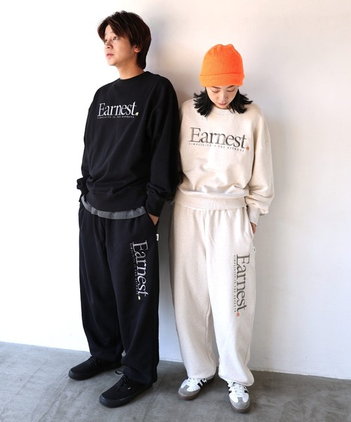 ANME（アンメ）の「Earnestエンブロイダリー裏毛スウェットトップス（スウェット・レディース・オートミール/ネイビー/アイボリー/ブラック/杢グレー・L/M/XL）」の10枚目の写真