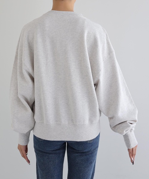 ANME（アンメ）の「Earnestエンブロイダリー裏毛スウェットトップス（スウェット・レディース・オートミール/ネイビー/アイボリー/ブラック/杢グレー・L/M/XL）」の19枚目の写真
