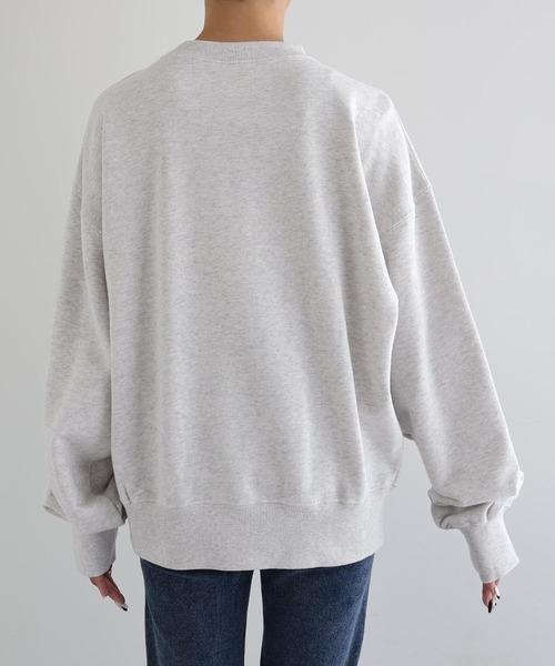 ANME（アンメ）の「Earnestエンブロイダリー裏毛スウェットトップス（スウェット・レディース・オートミール/ネイビー/アイボリー/ブラック/杢グレー・L/M/XL）」の22枚目の写真