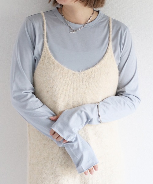 cepo（セポ）の「フィンガーホールロングスリーブTee（Tシャツ/カットソー・レディース・ブラック/ブラウン/オフホワイト/オレンジ/ブルー/サックスブルー/イエロー・M）」の4枚目の写真