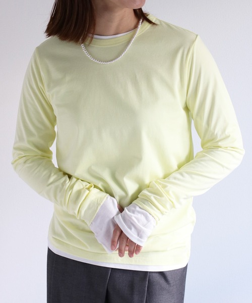 cepo（セポ）の「フィンガーホールロングスリーブTee（Tシャツ/カットソー・レディース・ブラック/ブラウン/オフホワイト/オレンジ/ブルー/サックスブルー/イエロー・M）」の6枚目の写真