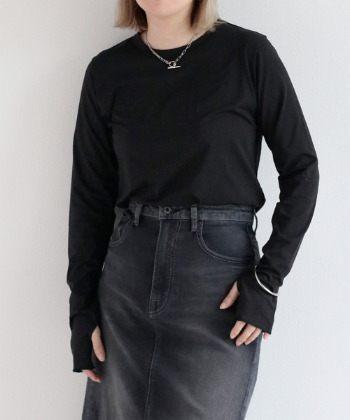 cepo（セポ）の「フィンガーホールロングスリーブTee（Tシャツ/カットソー・レディース・ブラック/ブラウン/オフホワイト/オレンジ/ブルー/サックスブルー/イエロー・M）」の17枚目の写真