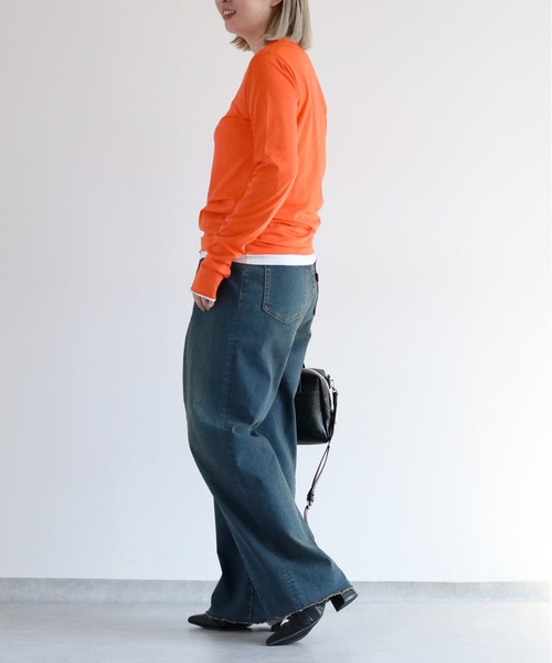 cepo（セポ）の「フィンガーホールロングスリーブTee（Tシャツ/カットソー・レディース・ブラック/ブラウン/オフホワイト/オレンジ/ブルー/サックスブルー/イエロー・M）」の22枚目の写真