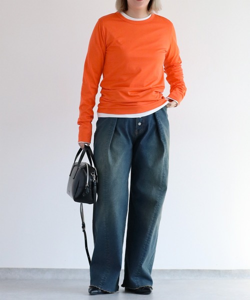 cepo（セポ）の「フィンガーホールロングスリーブTee（Tシャツ/カットソー・レディース・ブラック/ブラウン/オフホワイト/オレンジ/ブルー/サックスブルー/イエロー・M）」の19枚目の写真