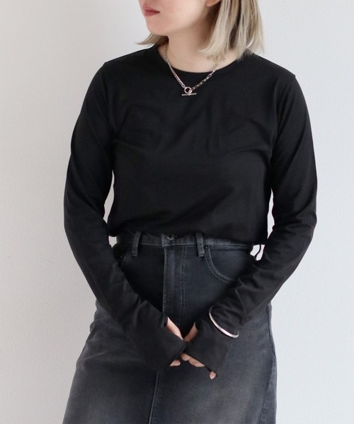 cepo（セポ）の「フィンガーホールロングスリーブTee（Tシャツ/カットソー・レディース・ブラック/ブラウン/オフホワイト/オレンジ/ブルー/サックスブルー/イエロー・M）」の18枚目の写真