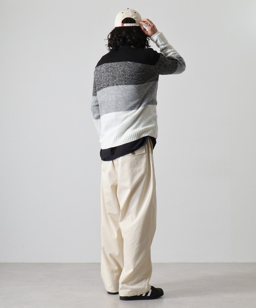 FUNALIVE(ファンアライブ)の「Cable knit crew neck knit / ケーブル編みクルーネックニット unisex(ニット/セーター・メンズ・グレー系2/グレー系3/レッド系1/ネイビー系2/ブラック系2/グレー系1/ネイビー系1/ブラック系1/ブラック系3/ブラック/キャメル/オフホワイト/ネイビー/ホワイト系2/ホワイト系1/杢グレー・LL/L/M)」の21枚目の写真