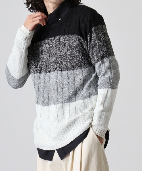 FUNALIVE(ファンアライブ)の「Cable knit crew neck knit / ケーブル編みクルーネックニット unisex(ニット/セーター・メンズ・グレー系2/グレー系3/レッド系1/ネイビー系2/ブラック系2/グレー系1/ネイビー系1/ブラック系1/ブラック系3/ブラック/キャメル/オフホワイト/ネイビー/ホワイト系2/ホワイト系1/杢グレー・LL/L/M)」の18枚目の写真