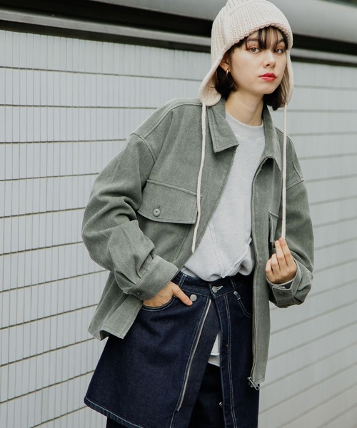 SENSE OF PLACE by URBAN RESEARCH（センスオブプレイスバイアーバンリサーチ）の「『ユニセックス』『セットアップ対応』ヴィンテージツイルZIPブルゾン（ブルゾン・メンズ・カーキ/ブラウン/ブラック・LARGE/MEDIUM）」の3枚目の写真