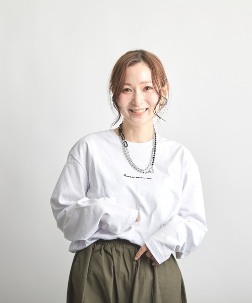 B'day(ビーデイ)の「ヘヴィウェイト天竺 刺繍 長袖 クルーネック(Tシャツ/カットソー・レディース・ブラック/ホワイト/モスグリーン・LARGE/MEDIUM)」の4枚目の写真