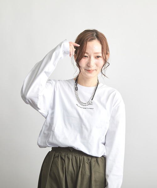 B'day(ビーデイ)の「ヘヴィウェイト天竺 刺繍 長袖 クルーネック(Tシャツ/カットソー・レディース・ブラック/ホワイト/モスグリーン・LARGE/MEDIUM)」の6枚目の写真