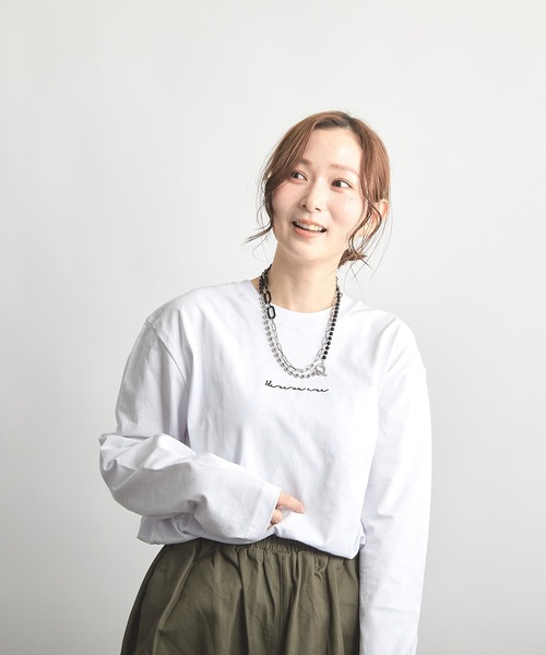 B'day(ビーデイ)の「ヘヴィウェイト天竺 刺繍 長袖 クルーネック(Tシャツ/カットソー・レディース・ブラック/ホワイト/モスグリーン・LARGE/MEDIUM)」の7枚目の写真
