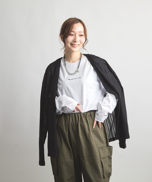 B'day(ビーデイ)の「ヘヴィウェイト天竺 刺繍 長袖 クルーネック(Tシャツ/カットソー・レディース・ブラック/ホワイト/モスグリーン・LARGE/MEDIUM)」の12枚目の写真