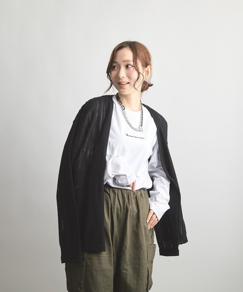 B'day(ビーデイ)の「ヘヴィウェイト天竺 刺繍 長袖 クルーネック(Tシャツ/カットソー・レディース・ブラック/ホワイト/モスグリーン・LARGE/MEDIUM)」の13枚目の写真