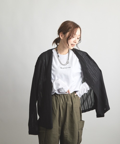 B'day(ビーデイ)の「ヘヴィウェイト天竺 刺繍 長袖 クルーネック(Tシャツ/カットソー・レディース・ブラック/ホワイト/モスグリーン・LARGE/MEDIUM)」の14枚目の写真
